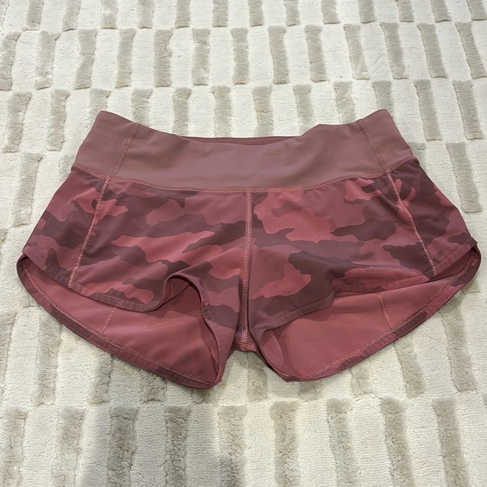 Lululemon pink camo speed short size 2